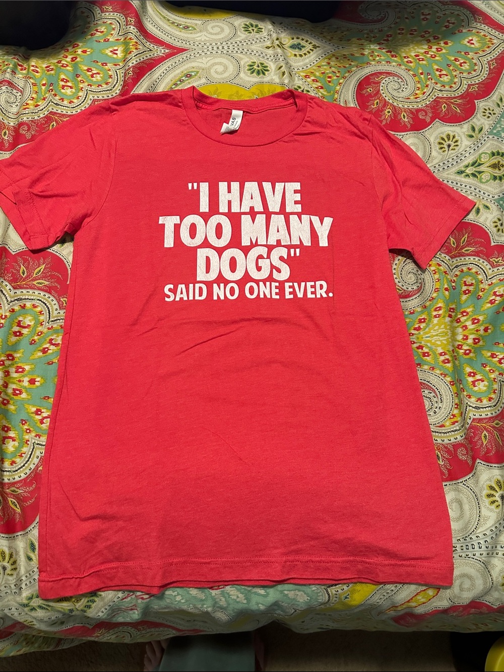 Bella Canvas Red Graphic Tee with White Slogan